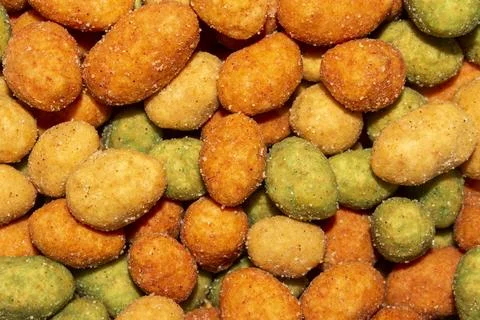 Roasted salted peanuts in a crispy crust mix.Peanuts are crunchy. Stock Photos