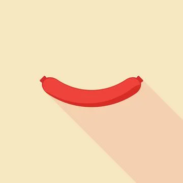 Roasted sausage icon with long shadow. Vector illustration.  Illustrazione stock