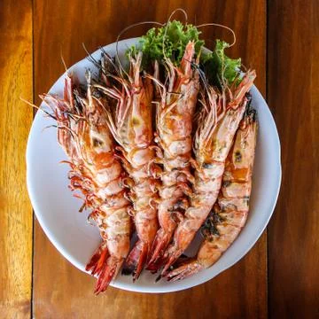 Roasted shrimps Foto stock
