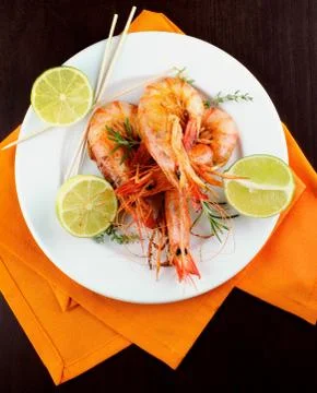 Roasted Shrimps Stock Photos