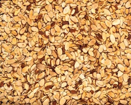 Roasted Sliced Almonds Background Foto stock