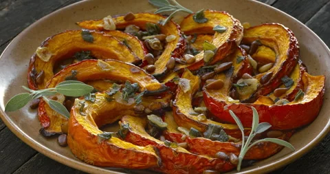 Roasted squash with sage. Stock Footage 277276047