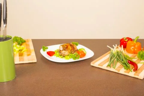 Roasted stuffed quail Stock Photos