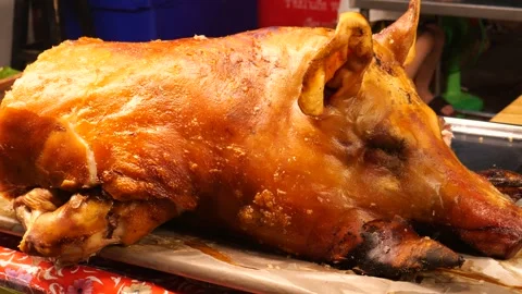 Roasted suckling pig Stock Footage 295957088