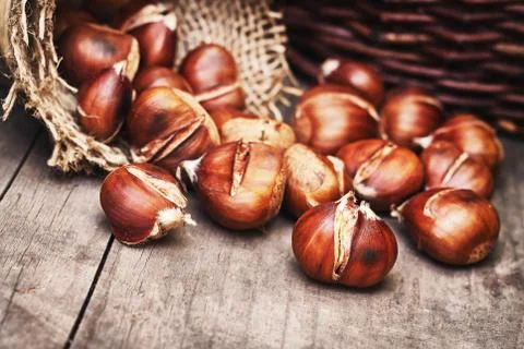 Roasted sweet chestnuts Stock Photos