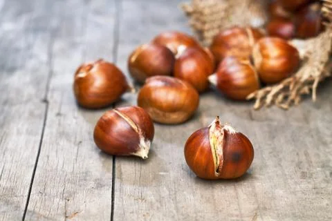 Roasted sweet chestnuts Stock Photos
