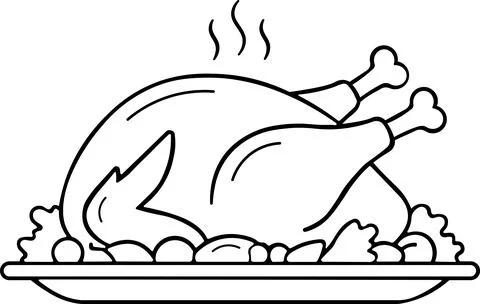Roasted Thanksgiving turkey on serving platter icon Stock Illustration