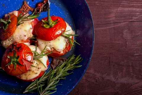 Roasted tomatoes cheese Stock Photos
