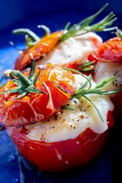 Roasted tomatoes cheese Stock Photos