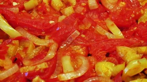 Roasted tomatoes with sweet pepper Stock Footage 53126332