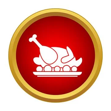 Roasted turkey dinner icon celebrating holiday meal Stock Illustration