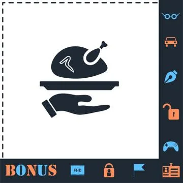 Roasted turkey icon flat Stock Illustration