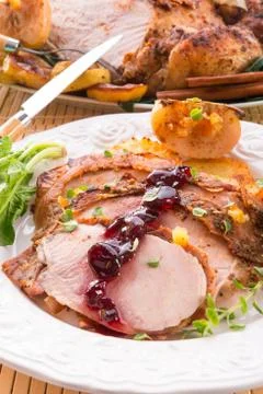 Roasted turkey Stock Photos