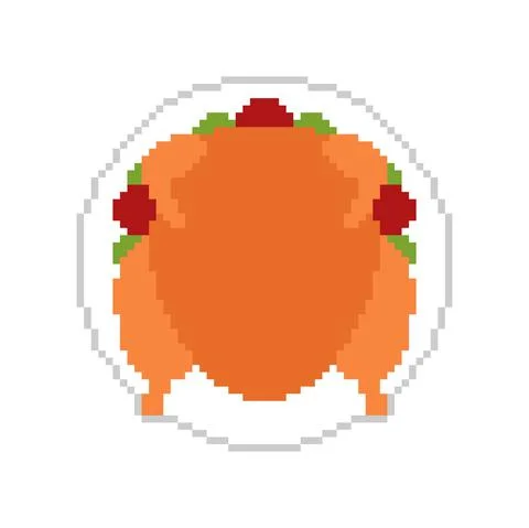 Roasted Turkey pixel art. pixelated Roast. vector illustration Stock Illustration
