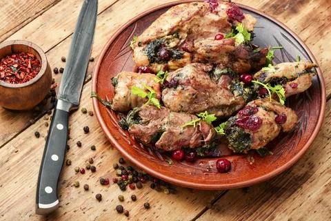 Roasted turkey roll Stock Photos