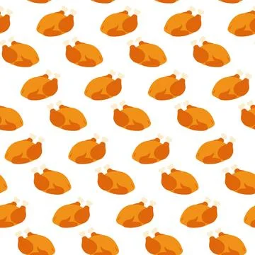 Roasted Turkey Seamless Pattern. Thanksgiving traditional food. Wrapping or Illustrazione stock