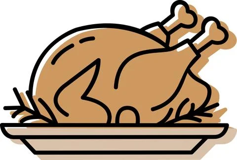 Roasted turkey on a white plate Stock Illustration