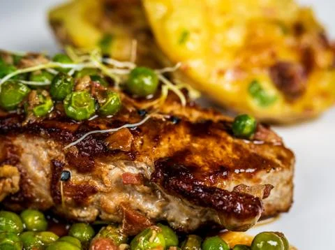 Roasted veal entrecote Stock Photos