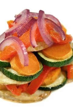 Roasted Vegetable Stack 2 Roasted vegetable stack ready to serve. Copyrigh... Stock Photos