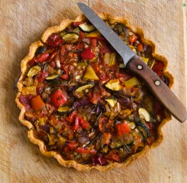 Roasted vegetable tart Stock Photos