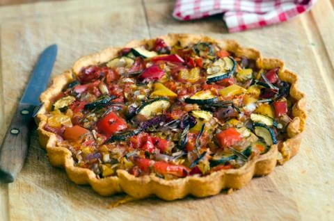 Roasted vegetable tart Stock Photos