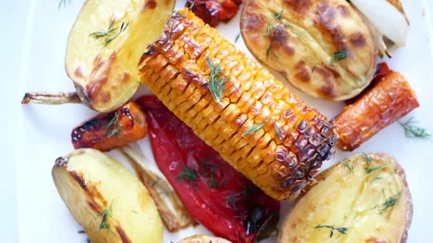 Roasted vegetables Stock Footage 164233992