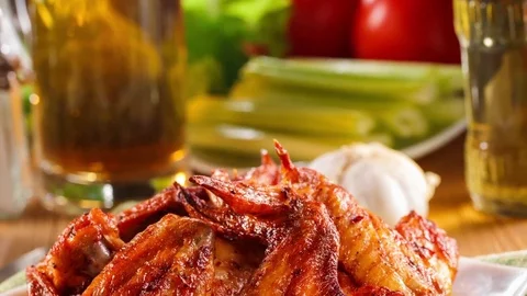 Roasted wings with sauce Stock Footage 72672098