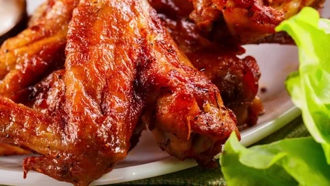 Roasted wings with sauce Stock Footage 72672112