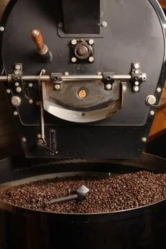 Roaster cooling coffee beans 스톡 사진