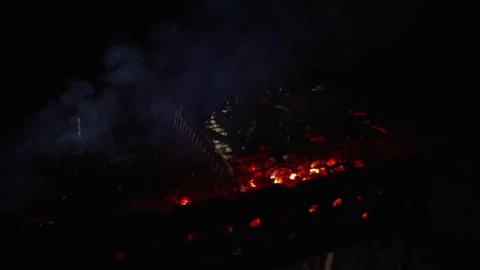 Roaster with meat cooked on wood Stock-Footage 231707615