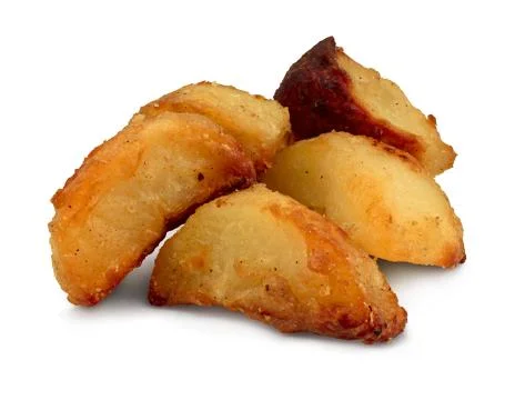 Roasties on white Foto stock