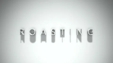 Roasting 3D title animation with shadows on a white background Stock Footage 297797911