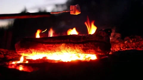Roasting And Catching Marshmallows On Fire 스톡 동영상 42888313