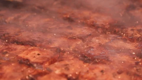 Roasting Beef meat on the grill. Stock Footage 117998212