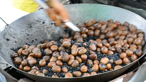 Roasting Chestnut simple (Three Shot) Stock Footage 46203801