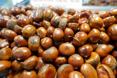 Roasting chestnuts background Stock Photos