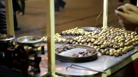 Roasting chestnuts, istanbul Stock Footage 44341919