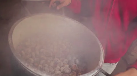 Roasting chestnuts, Sicily Stock Footage 68691874
