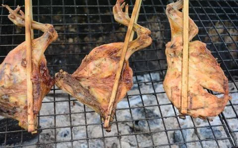 Roasting chicken Stock Photos