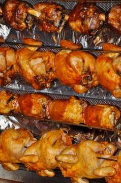 Roasting chickens Stock Photos