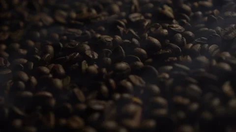 Roasting coffee beans and smoke Stock Footage 160563433