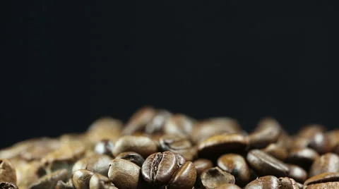 Roasting coffee beans on black background isolated Stock Footage 56708815