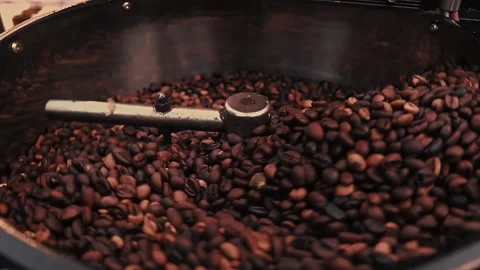 Roasting coffee beans in a coffee machine Stock Footage 286043281