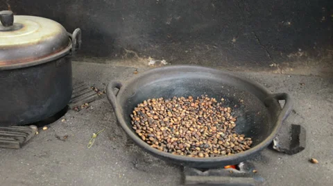 Roasting coffee beans. Indonesia, Bali Stock Footage 32145349