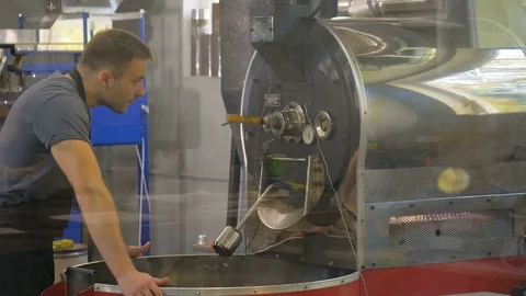 Roasting coffee beans in the oven. Coffee production. Stock Footage 82505306