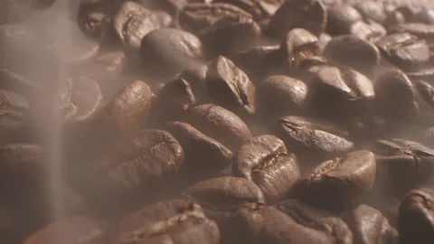 From roasting coffee beans, soft diffuse smoke emanating from roasted coffee Stock Footage 231063479