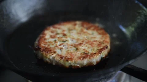 Roasting cutlet on griddle Stock Footage 66389130