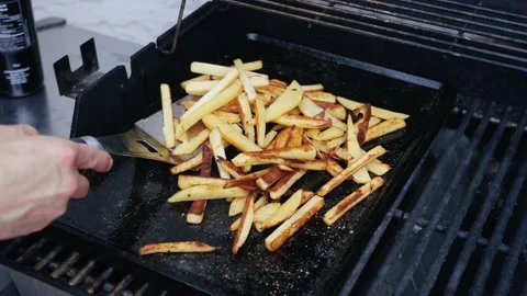 Roasting food on BBQ, 4K Stock Footage 137016181