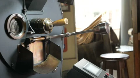 Roasting Green Coffee Beans In Old Special Machine Stock Footage 96039472