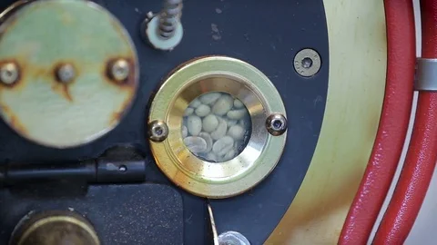 Roasting Green Coffee Beans In Special Machine Stock Footage 76346649